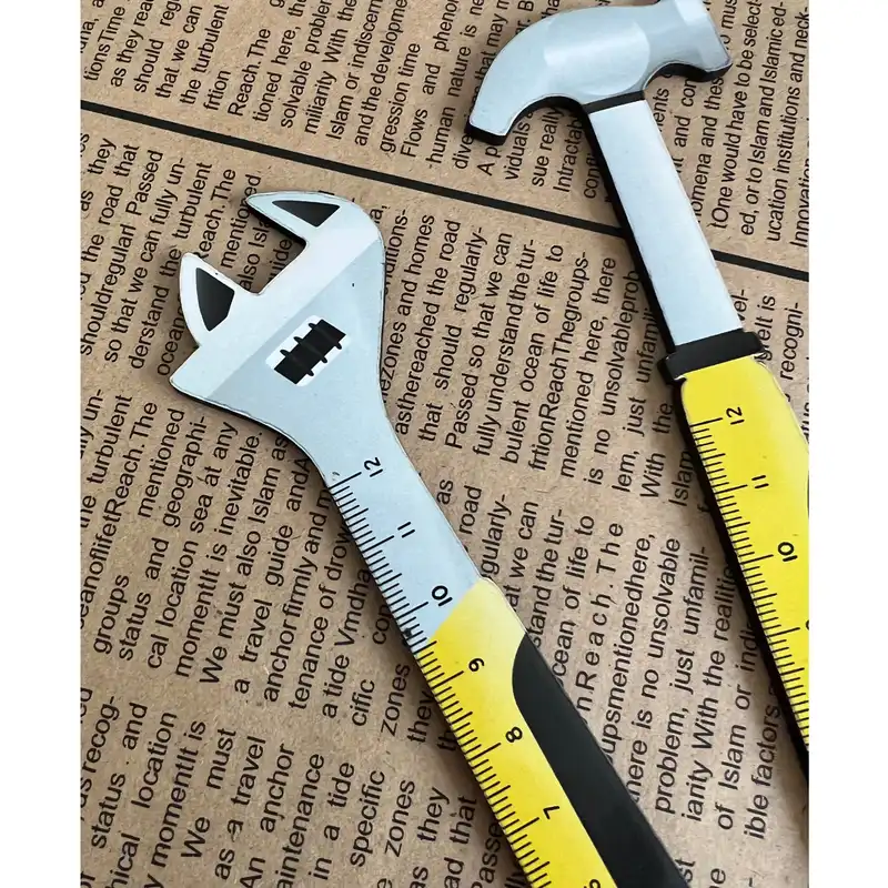 خط کش 12 سانتی متری طرح ابزار آچار و اره مجموعه 3 عددی