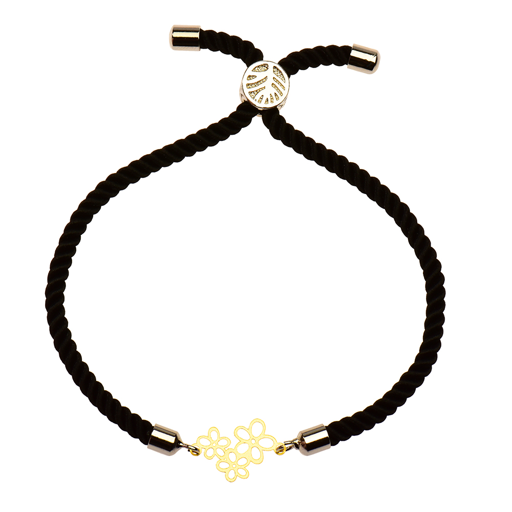 دستبند طلا 18 عیار دخترانه کرابو طرح سه گل مدل Krd1092