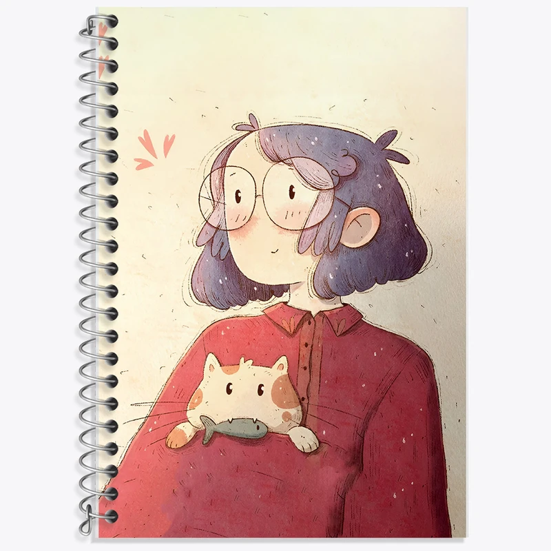 دفتر لغت 50 برگ خندالو طرح دختر و گربه کد F7419