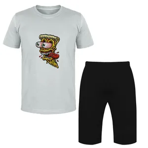 ست تی شرت و شلوارک مردانه مدل پیتزا کد Da 444T رنگ طوسی