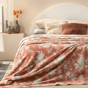 پتو انگلیش هوم مدل TerracotaBej.ShadeGarden سایز 220x200 سانتی متر