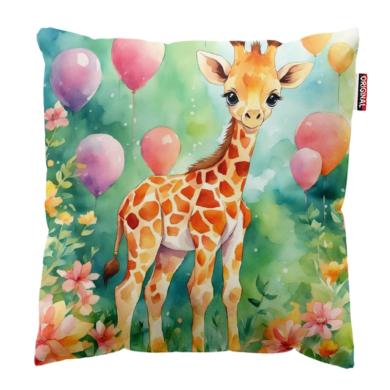 کوسن پاد آفرین مدل فانتزی طرح زرافه کد PK402370 سایز 40*40 سانتی متر