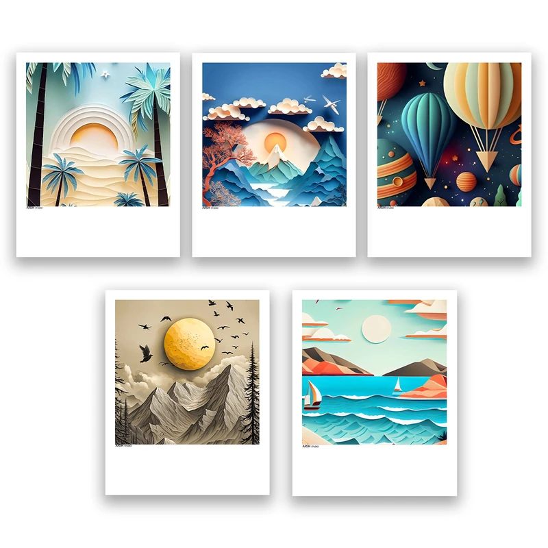 آویز تزیینی عرش مدل فانتزی منظره کد Asa1101 مجموعه پنج عددی