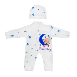 ست سرهمی و کلاه نوزادی مدل خرس و ماه کد 002