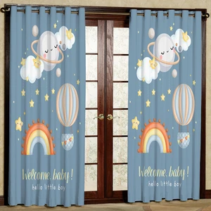 پرده مدل ابر و رنگین کمان هازان پانچی کد 4875 سایز 140x200 سانتی متر