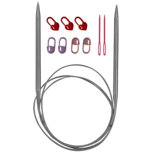 میلگرد بافتنی مدل KN-5.5 به همراه سنجاق نشانه گذار بافتنی و سوزن دوخت کاموا مجموعه 10 عددی
