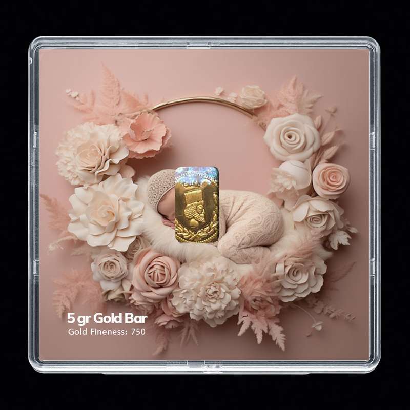 شمش طلا 18 عیار مدوپد مدل نوزاد کد SG-10279