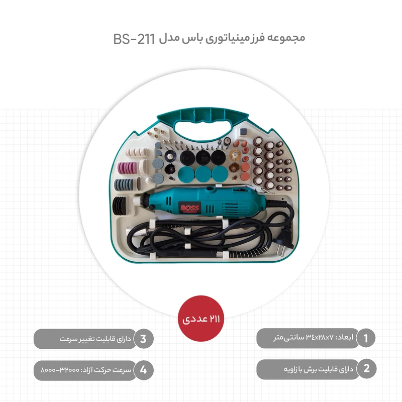 مجموعه 211 عددی فرز مینیاتوری باس مدل BS-211 عکس شماره 3