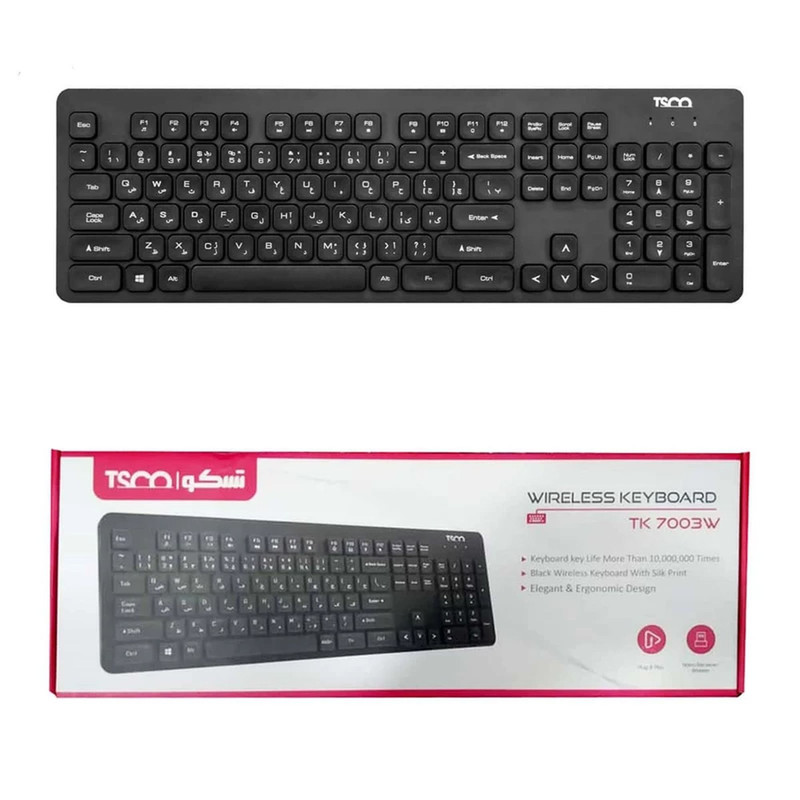 کیبورد بی‌ سیم تسکو مدل TK 7003w با حروف فارسی