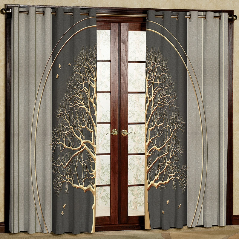 پرده مدل درخت طلا کوب مخمل پانچی کد 2303 سایز 200x140 سانتی متر