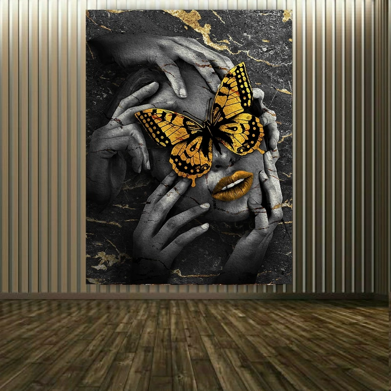 پوستر پارچه ای طرح چهره مدل بلک اند وایت کد PP2690