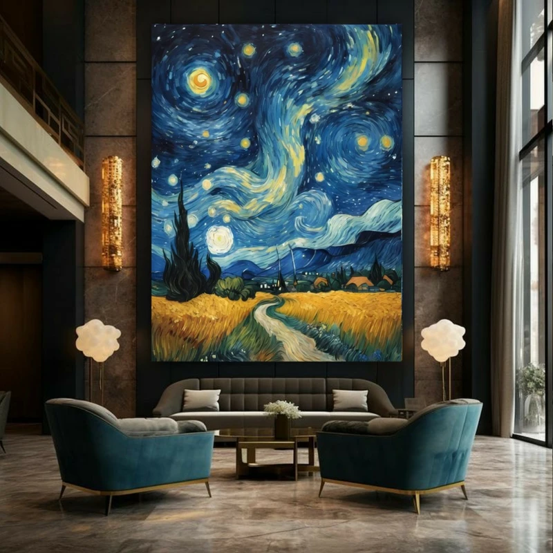  پوستر طرح بک لایت نقاشی ونگوک مدل شب پر ستاره طوفانی کد BK22660