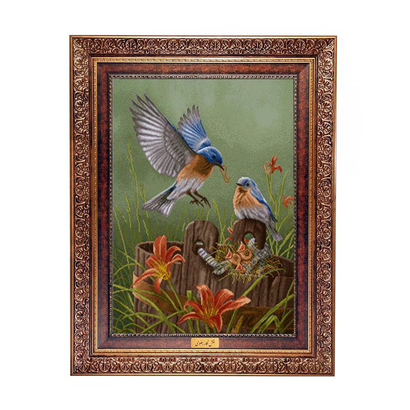 تابلو فرش ماشینی نقش نگار رضوی طرح پرنده کد 1048KC