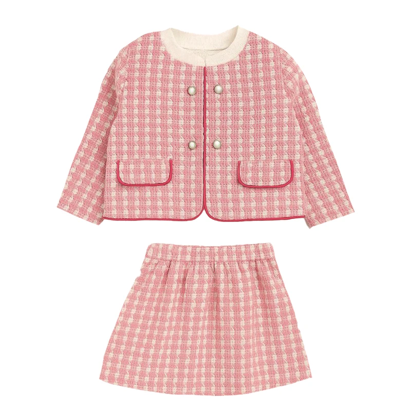 ست کت و دامن دخترانه مدل چهارخانه