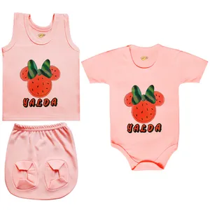 ست 3 تکه لباس نوزادی کارانس طرح یلدا مدل PRSZSST-4016