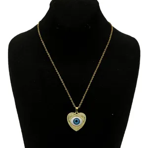 گردنبند زنانه مدل قلب چشم و نظر کد GZ-Beh-01