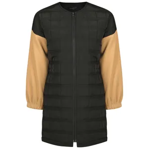 پالتو زنانه مدل یقه گرد آستین نارنگ