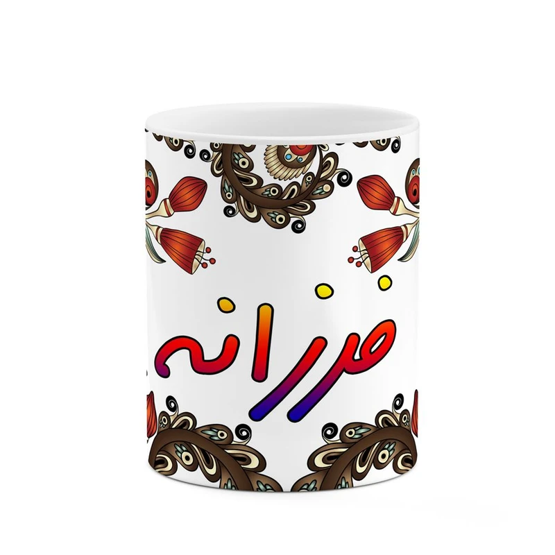 ماگ کاکتی مدل اسم فرزانه طرح سنتی گل و بته کد mgh46366