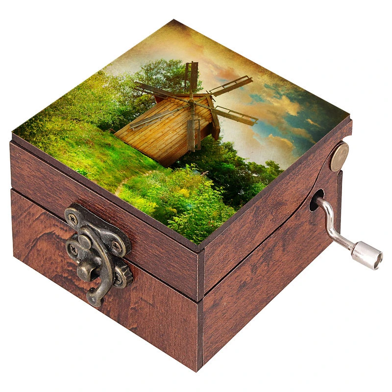 جعبه موزیکال مدل هندلی طرح نقاشی رنگ روغن آسیاب بادی و مزرعه کد 1033