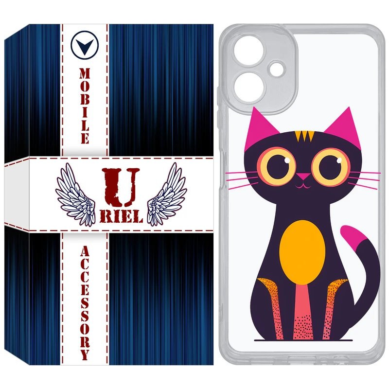 کاور یوریل مدل Clear کد 46 طرح گربه مناسب برای گوشی موبایل سامسونگ Galaxy A06