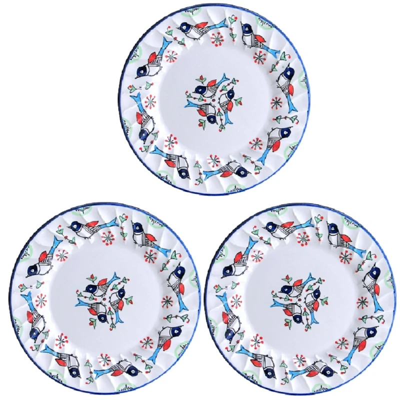 بشقاب برنج چيني ميبد مرواريد مدل مرغي بسته 3عددی کد B3