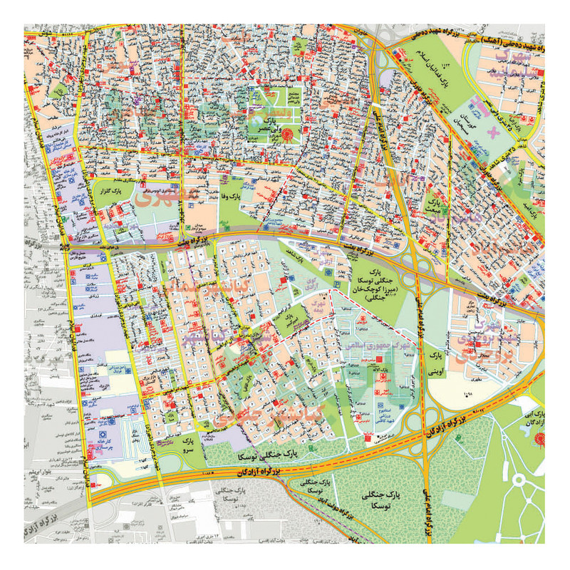 نقشه راهنمای منطقه ۱۵ تهران گیتاشناسی نوین کد 1315 L