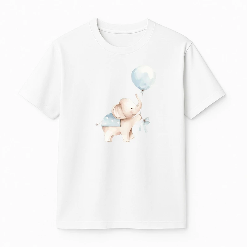 تی‌شرت آستین کوتاه دخترانه مدل فیل و بادکنک 