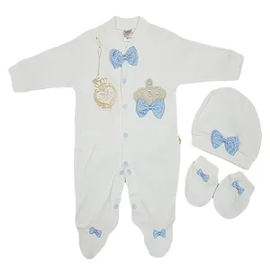  ست 3 تکه لباس نوزادی مدل پاپیون رنگ آبی