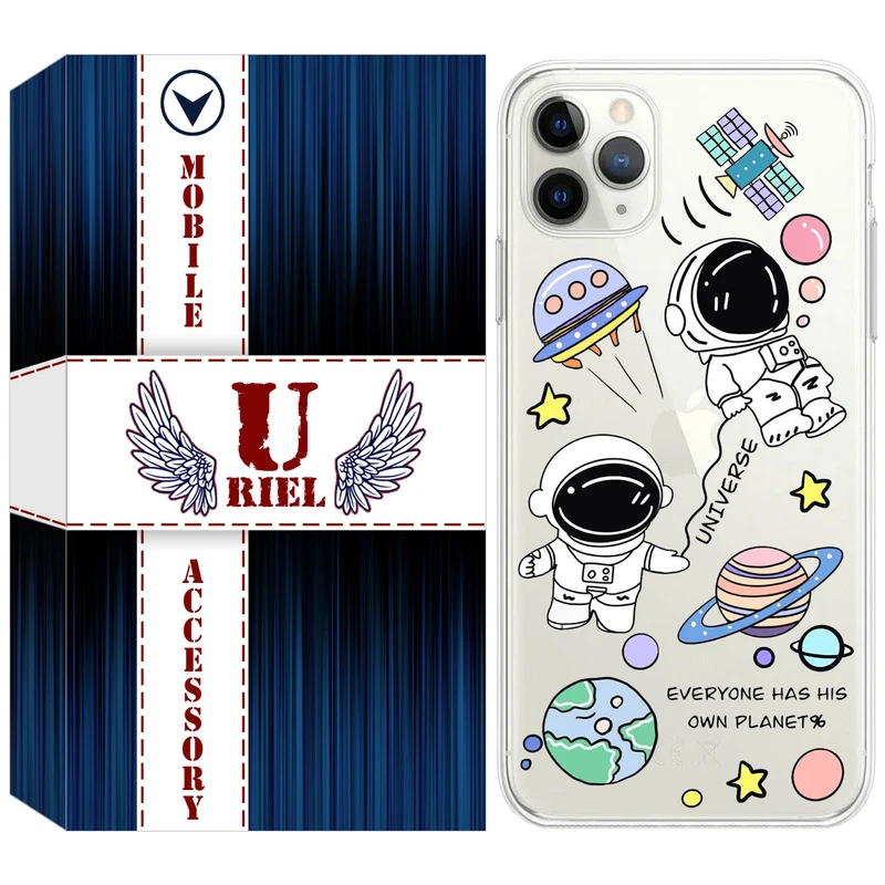 کاور یوریل قاب مدل Clear کد 25 طرح فضانوردان مناسب برای گوشی موبایل اپل iPhone 11 Pro Max