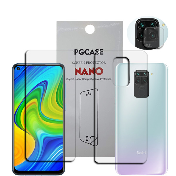 محافظ صفحه نمایش مدل SM مناسب برای گوشی موبایل شیائومی Redmi Note 9 به همراه محافظ پشت گوشی و محافظ لنز دوربین
