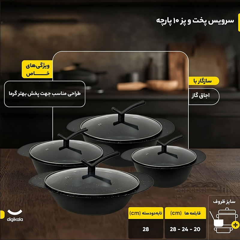 سرویس  قابلمه و تابه 8 پارچه آرسکا مدل پروانه