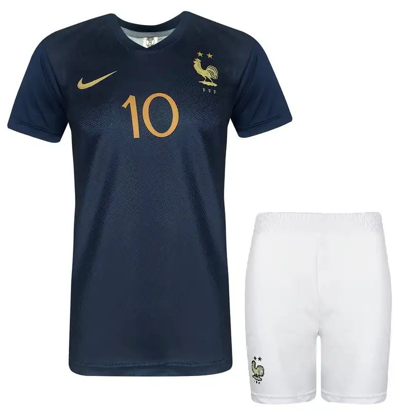 ست پیراهن و شورت ورزشی پسرانه مدل امباپه 2023 طرح تیم ملی فرانسه