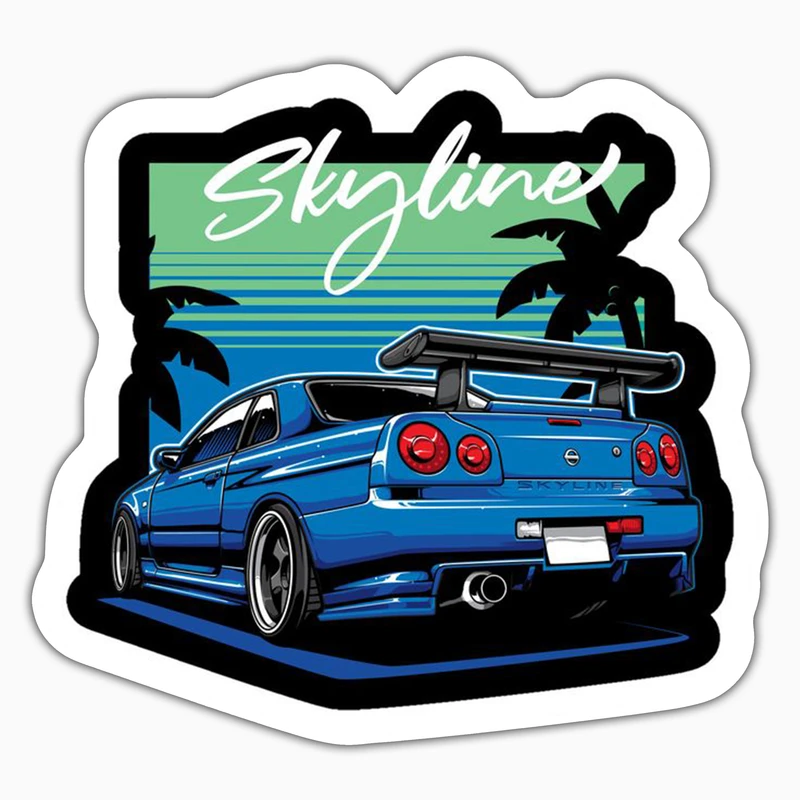 استیکر لپ تاپ و موبایل بووم طرح ماشین مدل Nissan R34 Skyline کد LA12