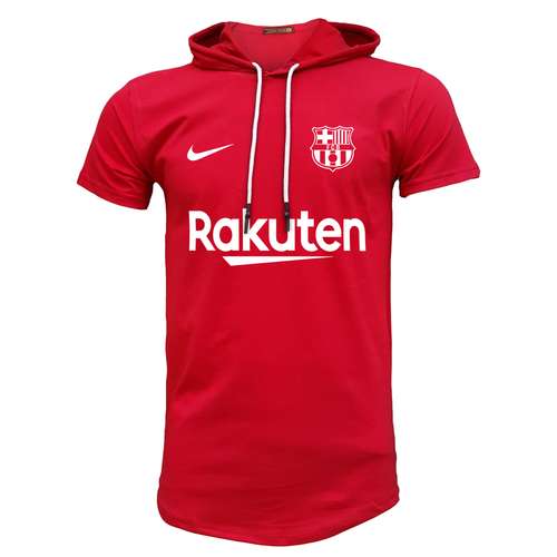 تیشرت کلاه دار مردانه طرح بارسلونا کد 904267 رنگ قرمز