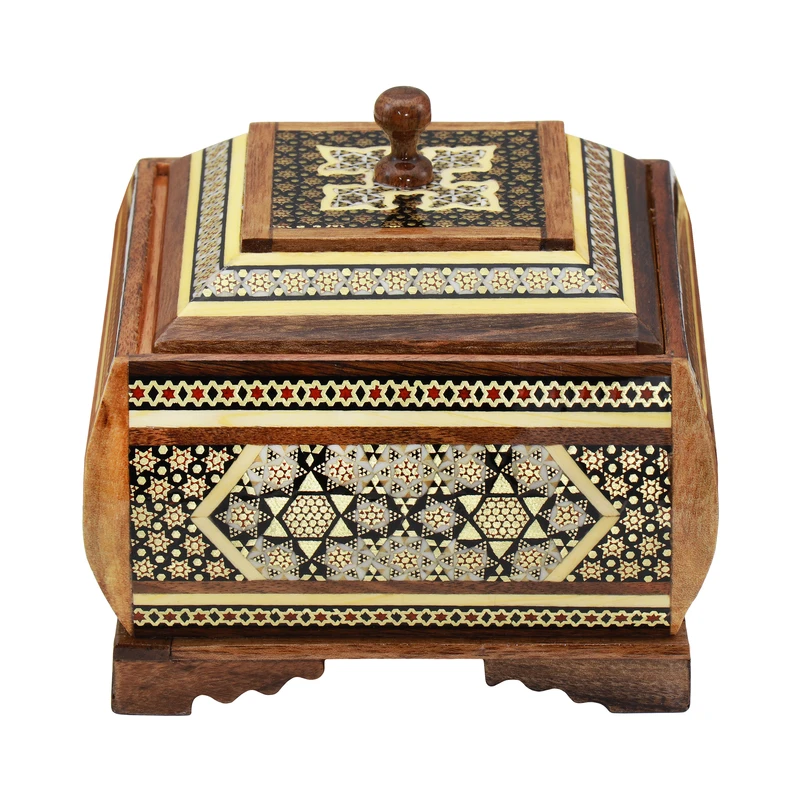شکلات خوری خاتم کاری چوبی فرازهنر مدل توپی کد 12