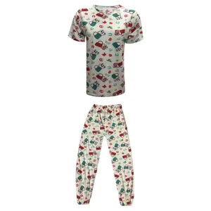 ست تی شرت آستین کوتاه و شلوار زنانه مدل sevda گیاهی ابر و بادی کد tm-1824 رنگ سفید