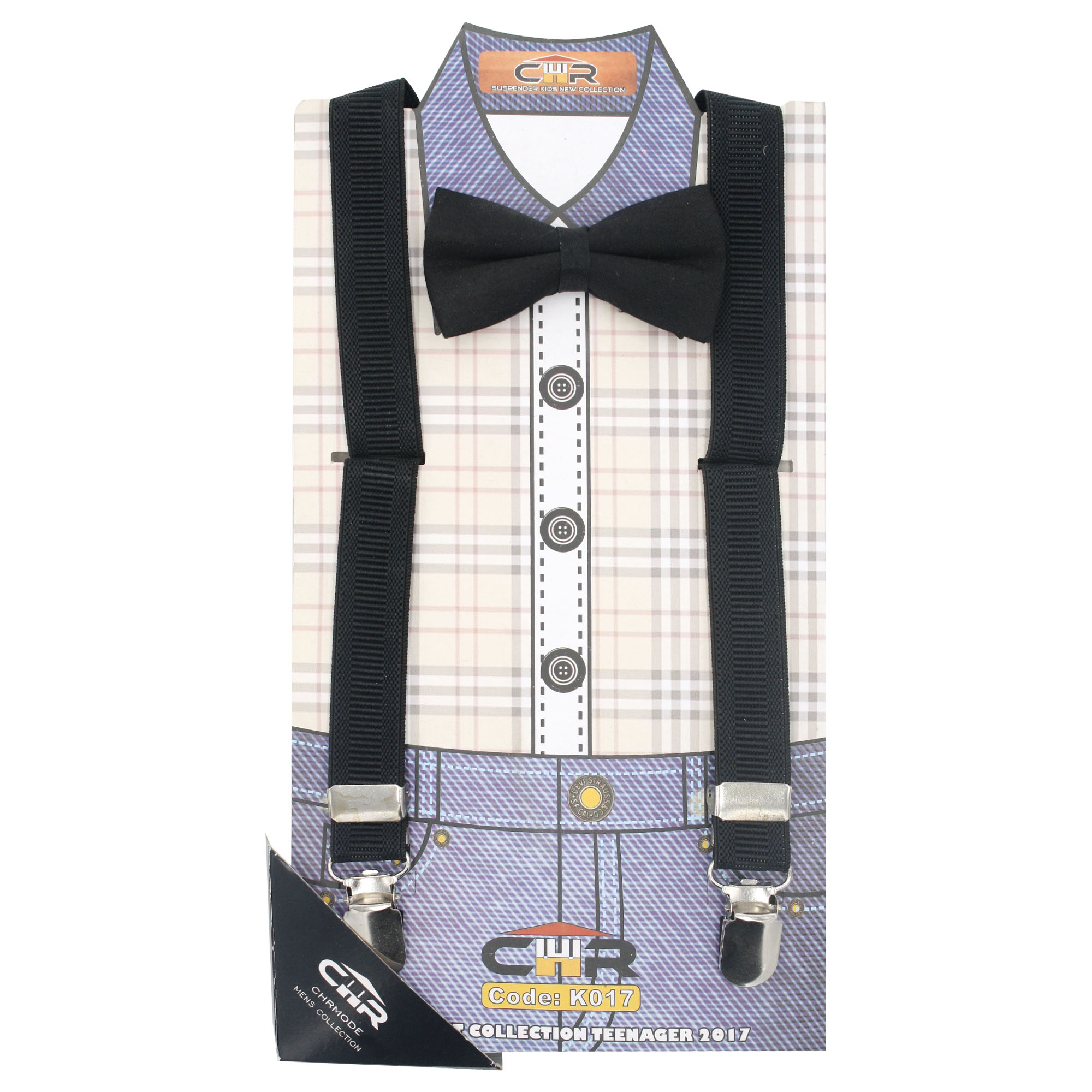 ست ساسبند و پاپیون پسرانه سی اچ آر مدل ktie019bkbk