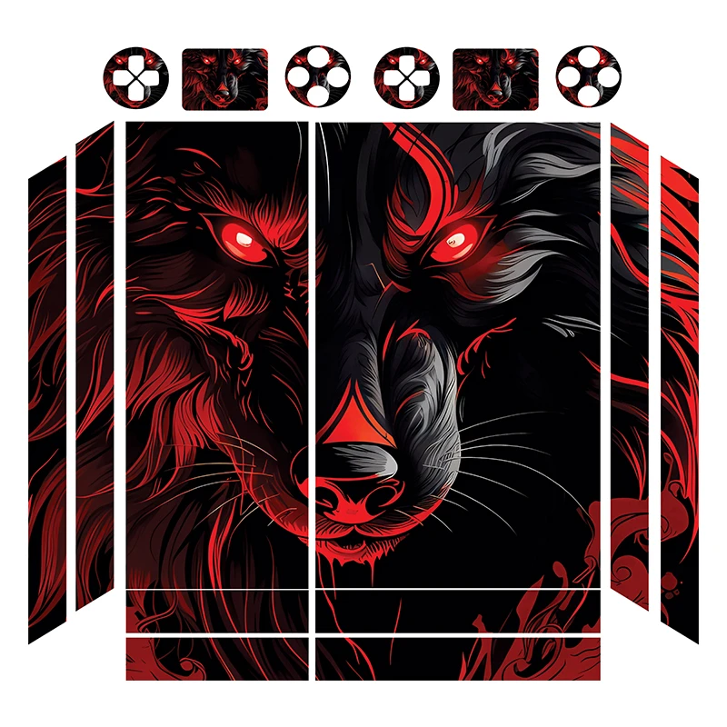 برچسب پلی استیشن 4 فت توییجین وموییجین مدل wolf 01 مجموعه 16 عددی