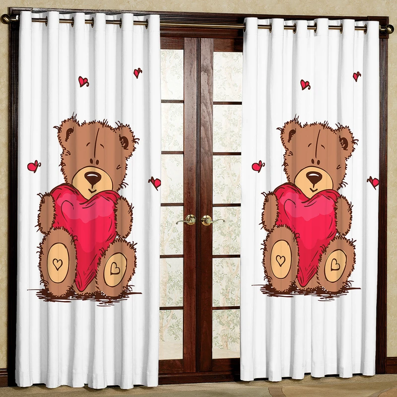  پرده مدل خرس قلب دار  مخمل پانچی کد 4457a سایز 200x140 سانتی متر
