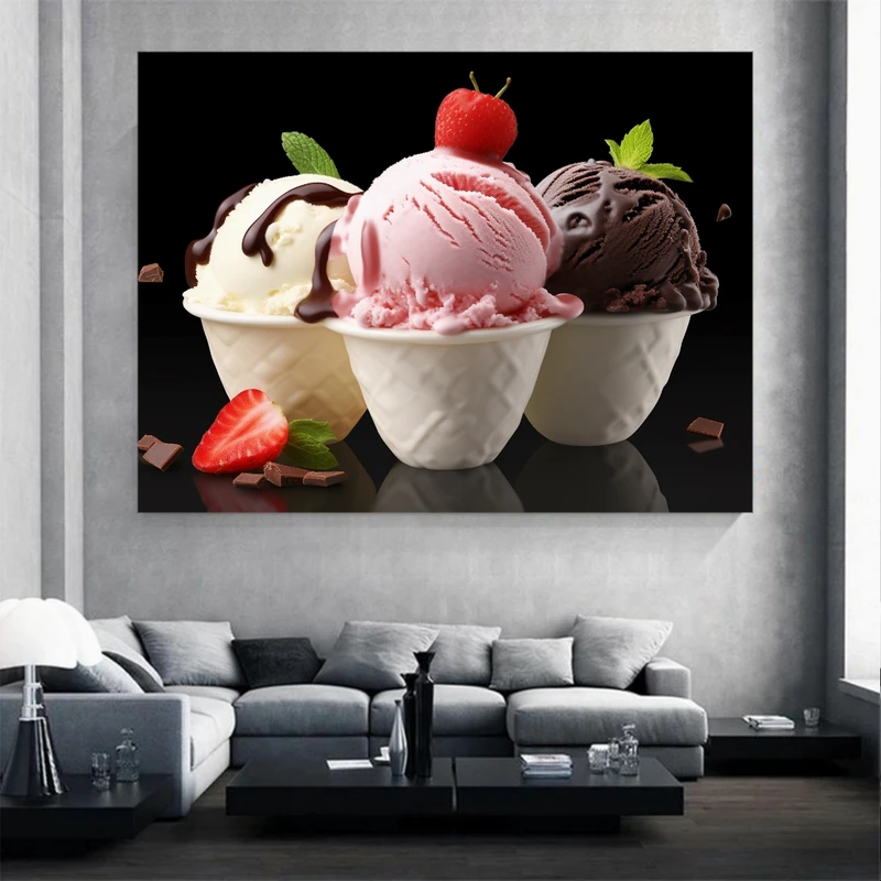 تابلو بوم طرح مخمل بستنی فنجانی مدل اسکوپ های متنوع کد M323