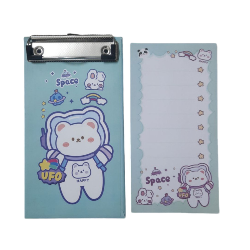 تخته شاسی مدل چک لیست طرح خرس فضانورد کد 020 سایز A5 به همراه کاغذ یادداشت