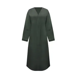 مانتو زنانه مدل کتان نخ کد 202010 رنگ سبز