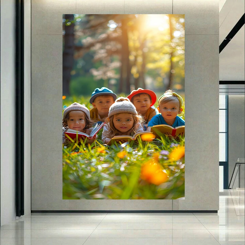 تابلو بوم طرح مخمل کتابخوانی مدل کودکان کد AR305568