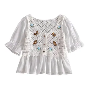 بلوز آستین کوتاه زنانه مدل مجلسی