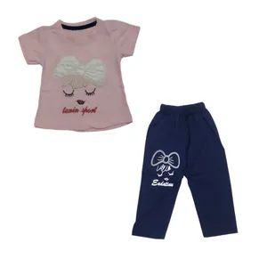ست تی شرت و شلوارک دخترانه مدل پاپیون