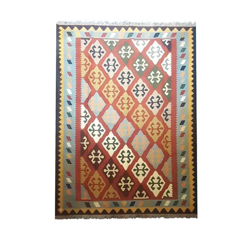 گلیم دستباف چهار متری طرح لوزی مدل AG2