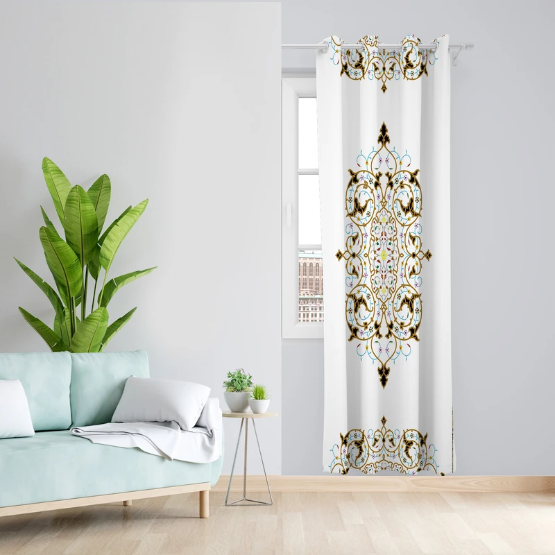 پرده طرح قاب مدل مخمل پانچی کد 4010 z سایز 140x200 سانتی متر