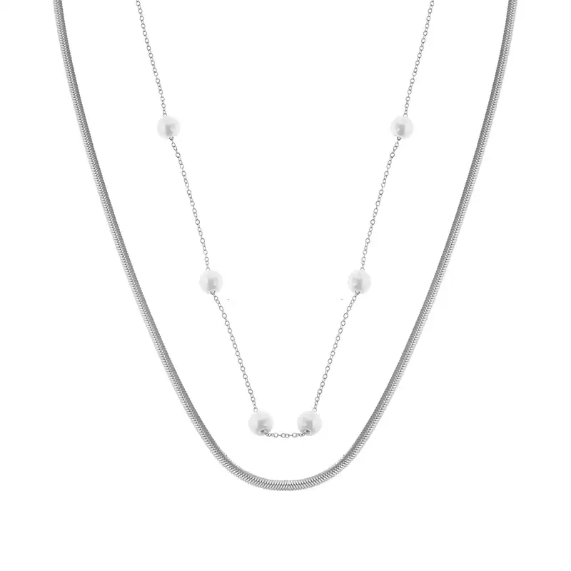 گردنبند زنانه مدل زنجیر ماری مرواریدی