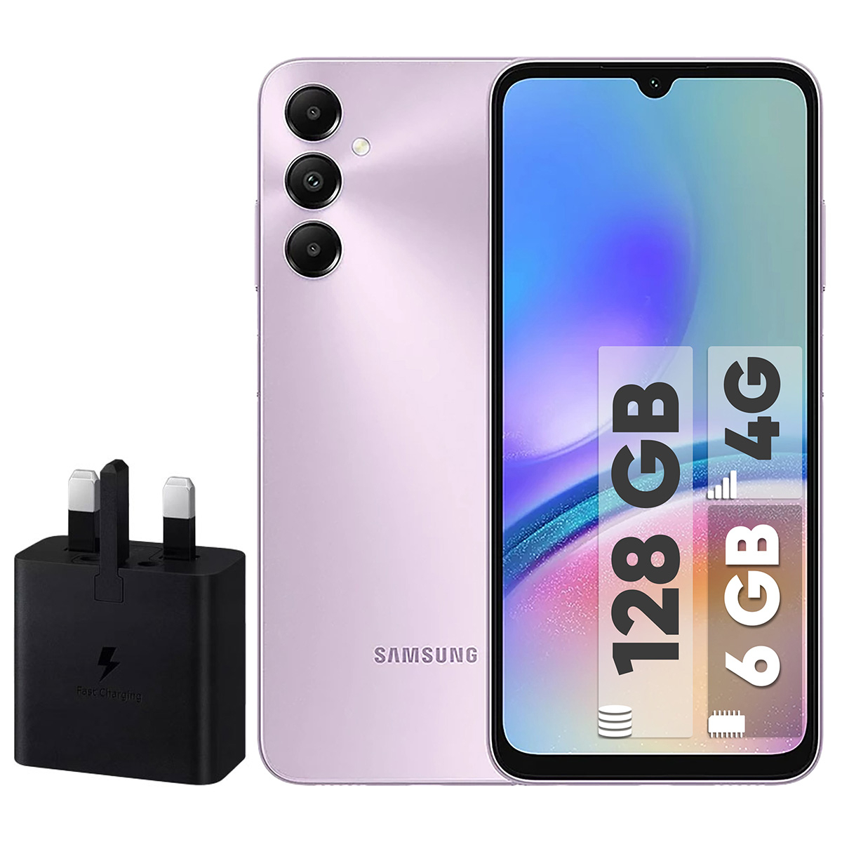 گوشی موبایل سامسونگ مدل Galaxy A05s دو سیم کارت ظرفیت 128 گیگابایت و رم 6 گیگابایت به همراه شارژر 15وات سامسونگ