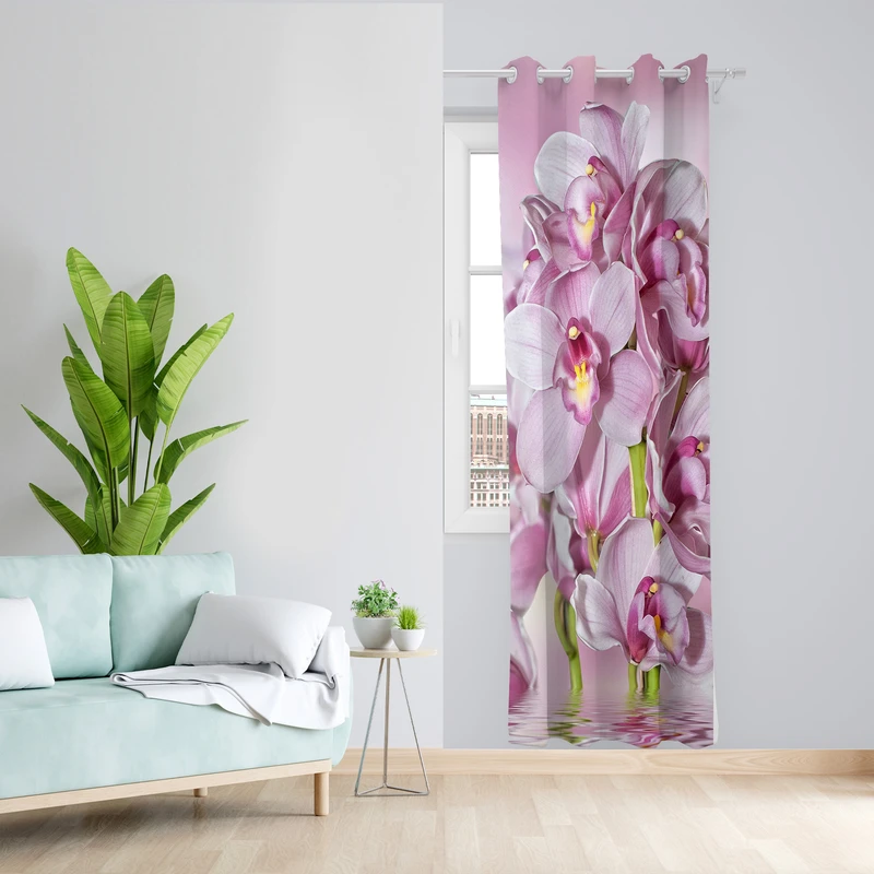 پرده طرح ارکیده مدل مخمل پانچی کد  L 266 Z سایز 140x200 سانتی متر